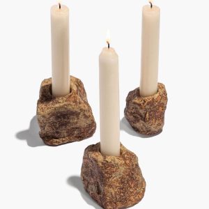 CANDLESTICK SET ORGANIC ROCK