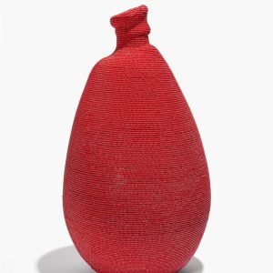 TALL HAND-BEADED VASE RED