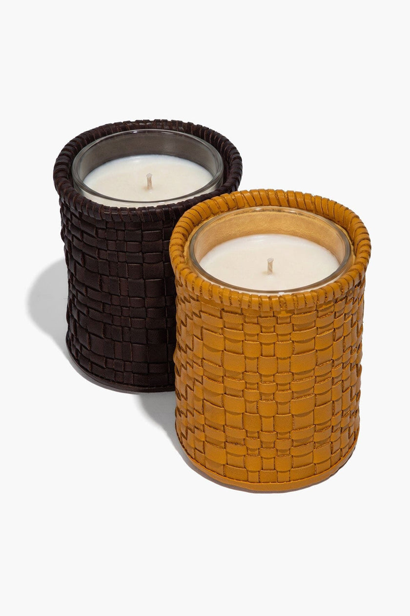 ROWE WOVEN LEATHER CANDLE ESPRESSO - Image 2