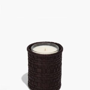 ROWE WOVEN LEATHER CANDLE ESPRESSO
