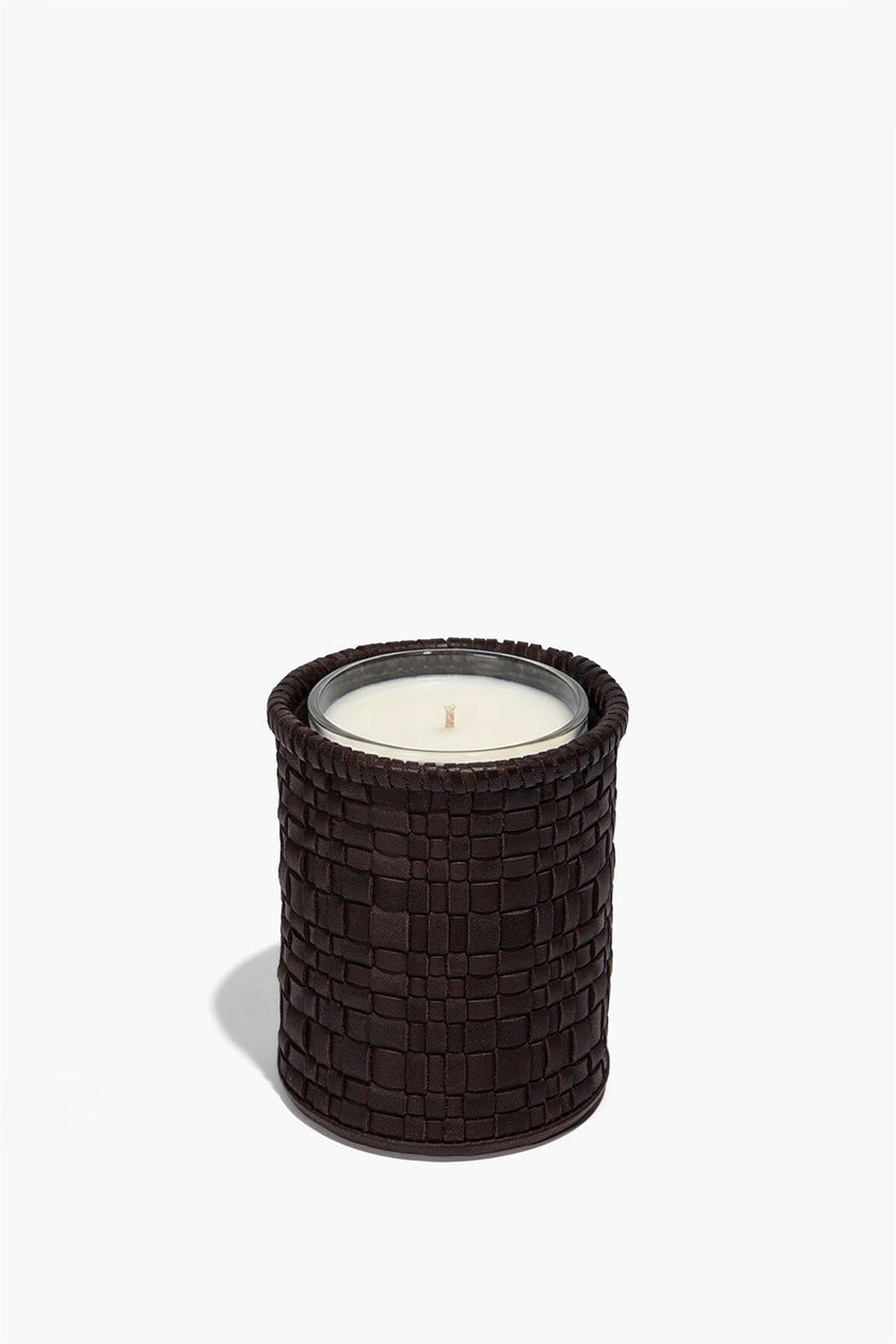 ROWE WOVEN LEATHER CANDLE ESPRESSO