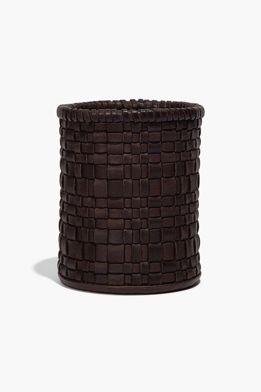 ROWE WOVEN LEATHER CANDLE ESPRESSO - Image 3