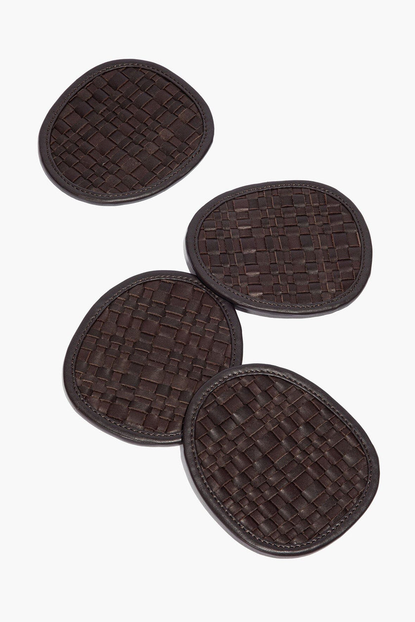 GROVE WOVEN LEATHER COASTERS ESPRESSO - Image 3