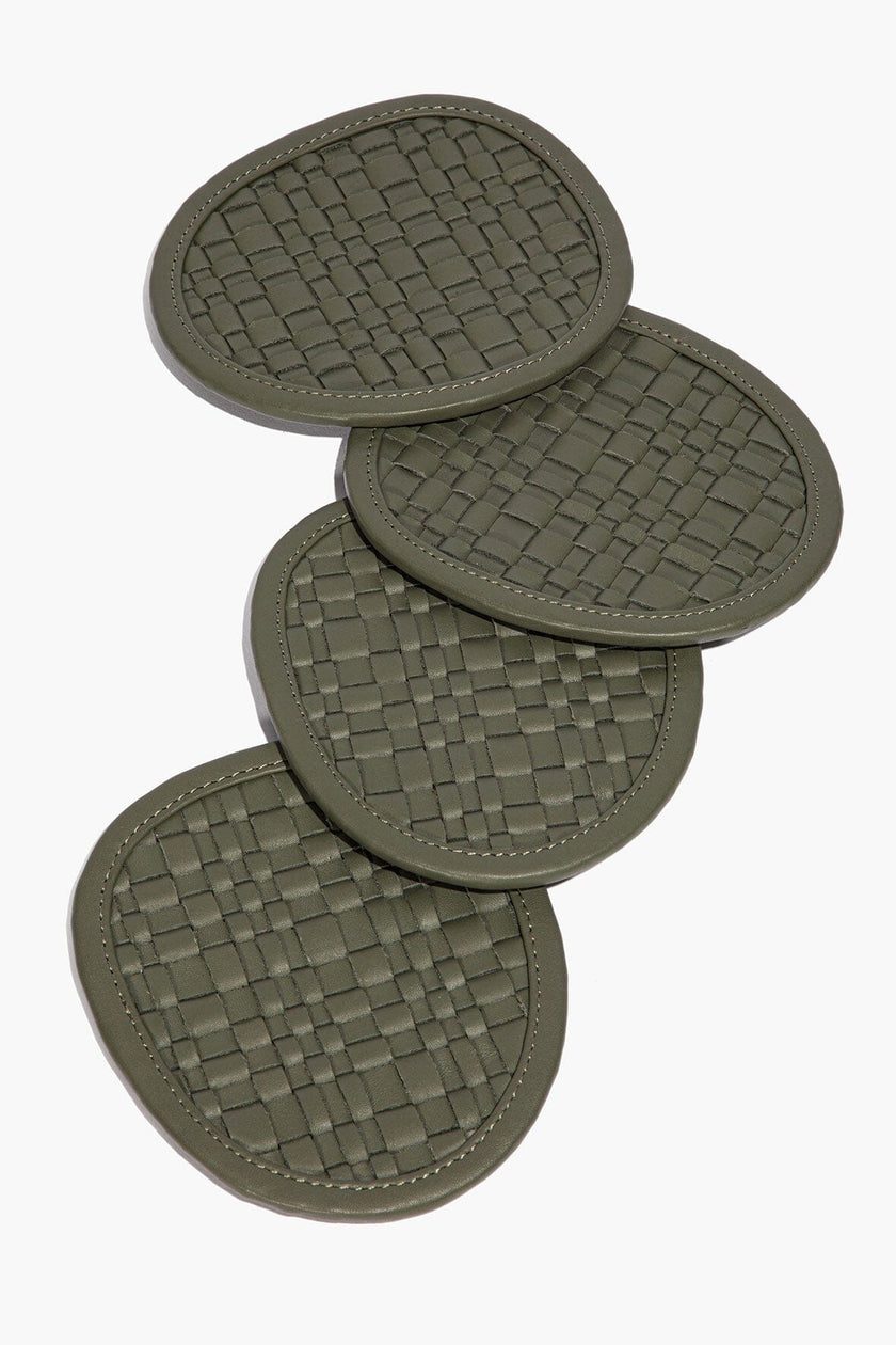 GROVE WOVEN LEATHER COASTERS MOSS - Image 2