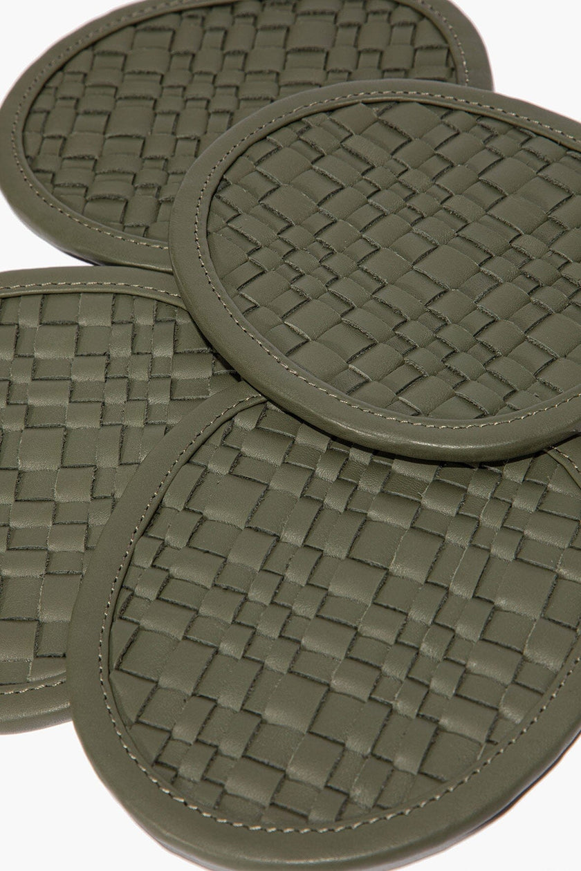 GROVE WOVEN LEATHER COASTERS MOSS - Image 3