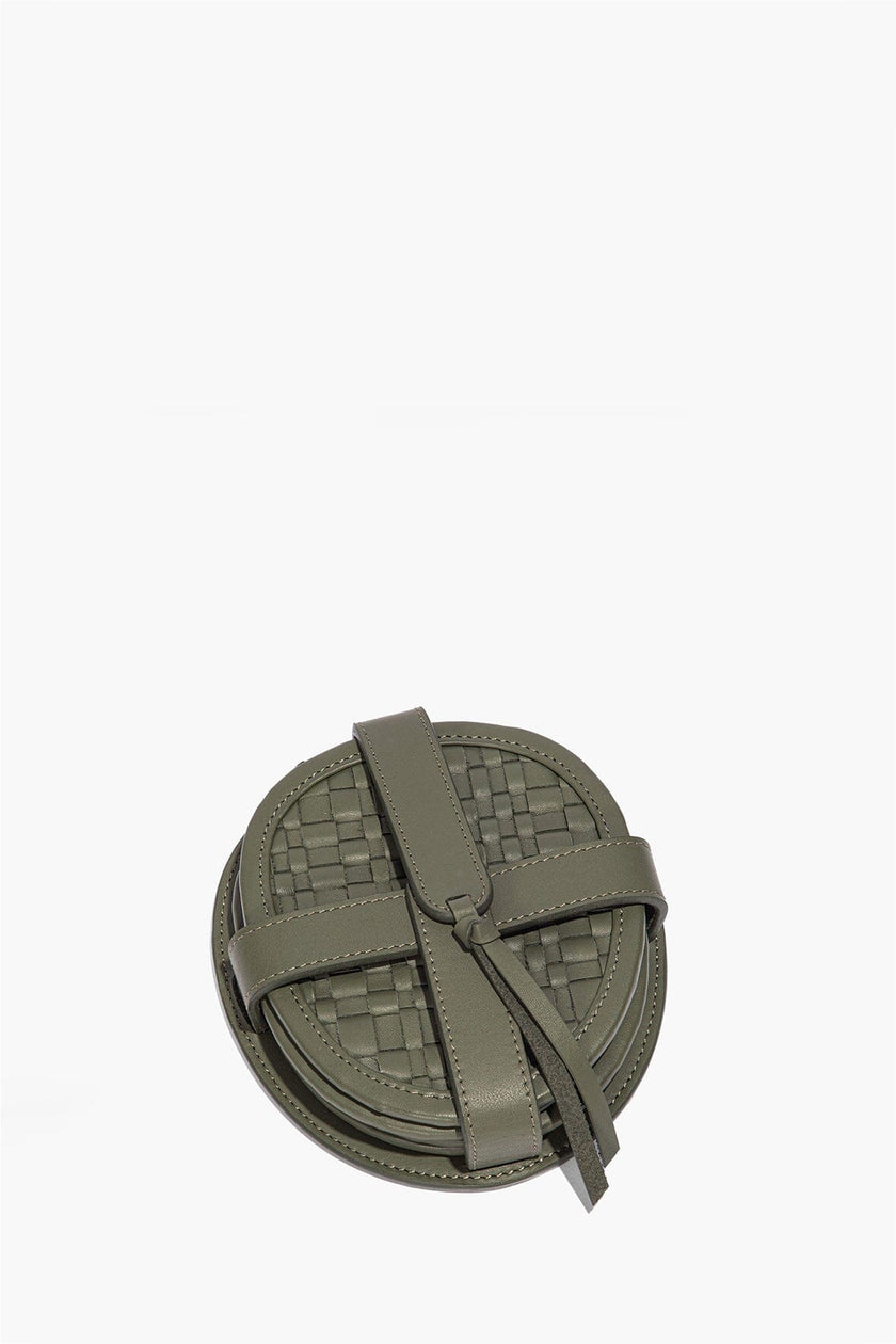 GROVE WOVEN LEATHER COASTERS MOSS