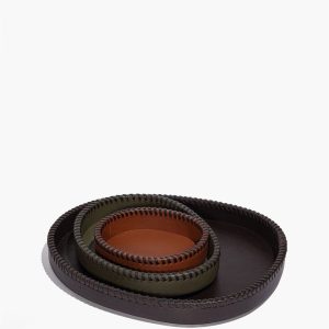 FOUNDRY LEATHER TRAYS ESPRESSO MOSS TAN