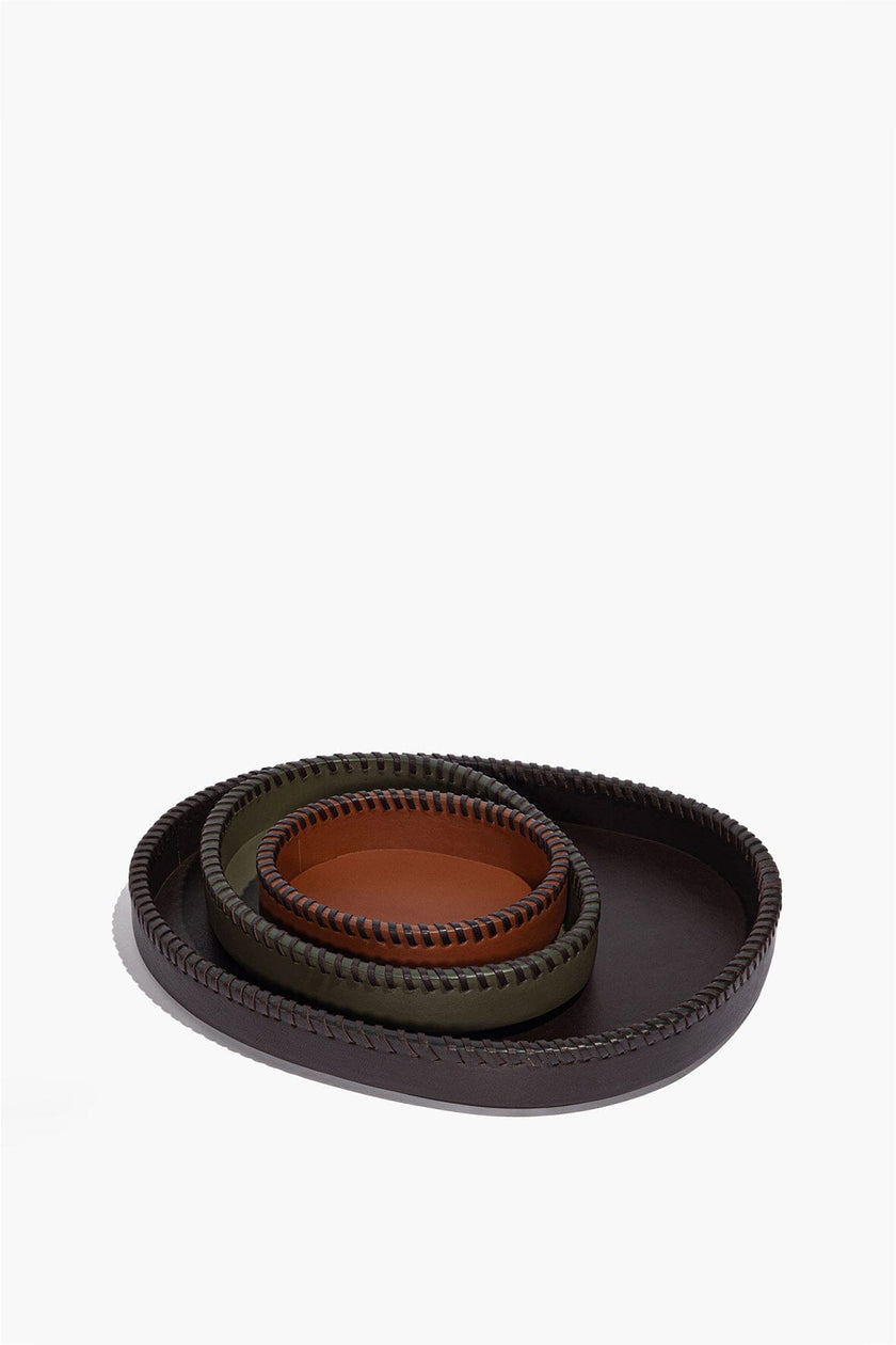 FOUNDRY LEATHER TRAYS ESPRESSO MOSS TAN