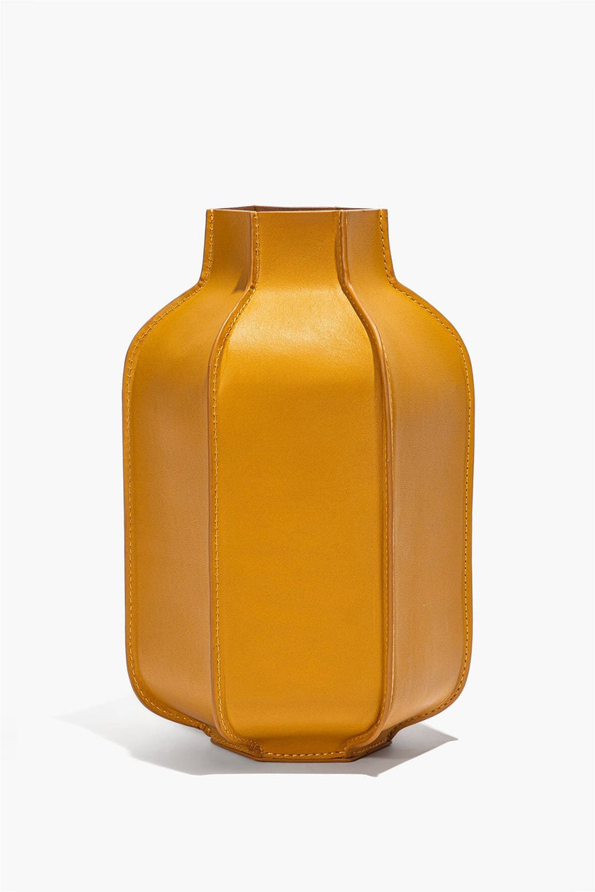 HOLLIS LEATHER BOTTLE VASE GOLDENROD