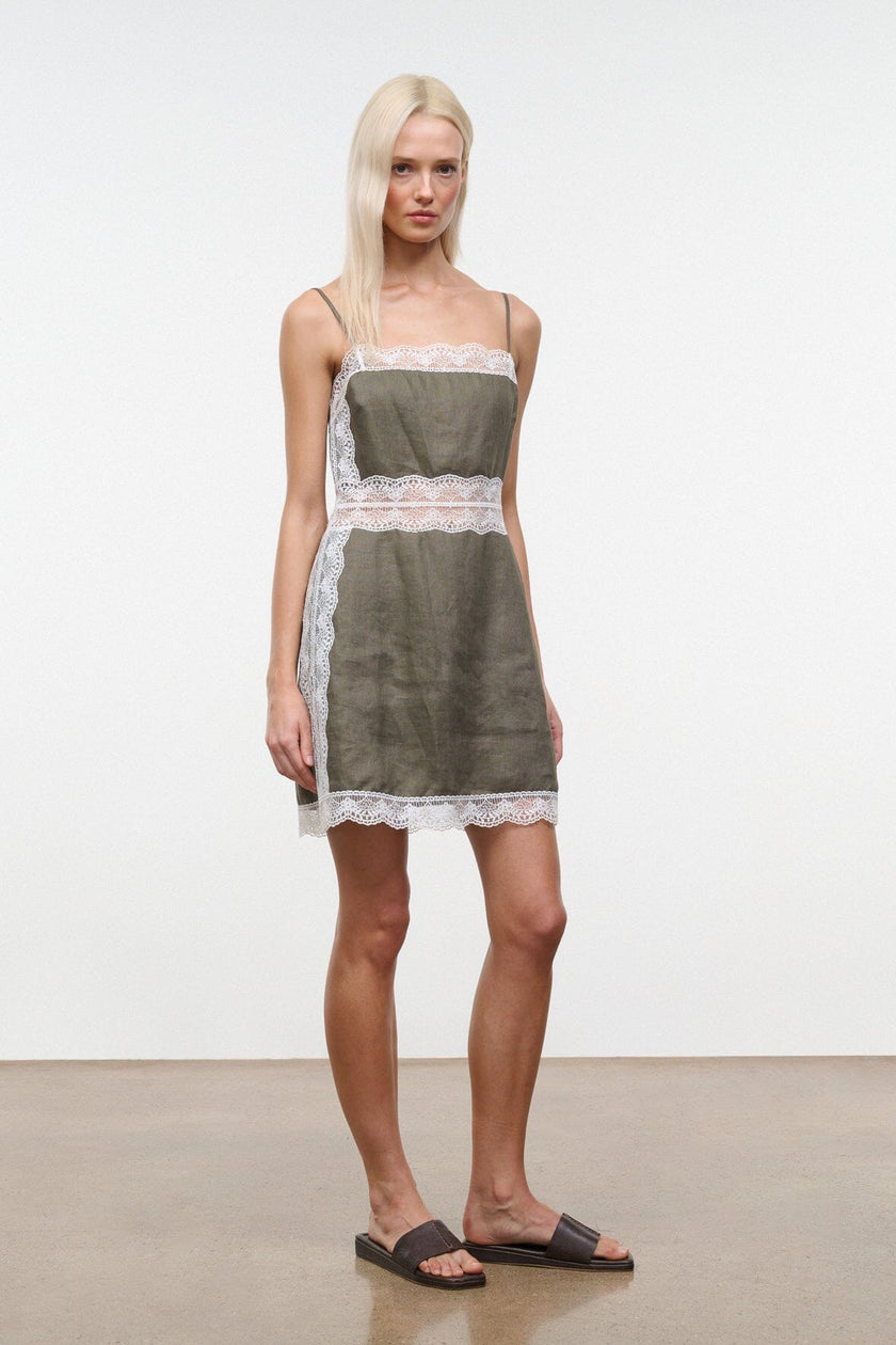 AMALINA LINEN MINI DRESS THYME - Image 4
