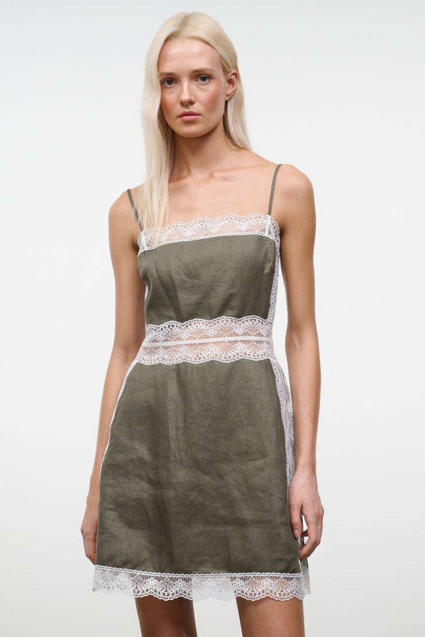 AMALINA LINEN MINI DRESS THYME - Image 3