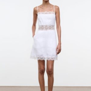 AMALINA LINEN MINI DRESS WHITE