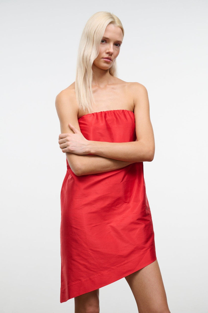 GEORGIA CONVERTIBLE SILK DUPIONI TOP RED ROSE - Image 6