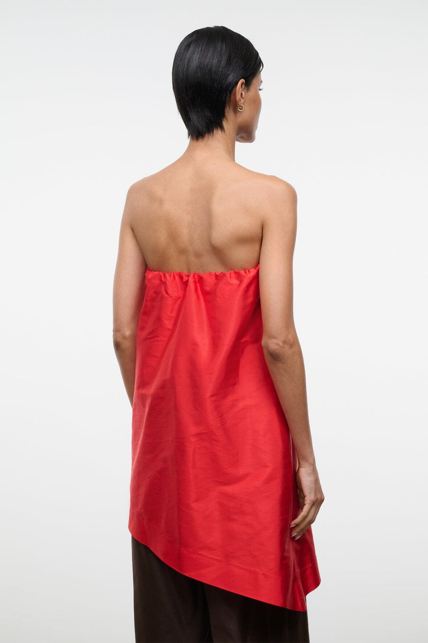 GEORGIA CONVERTIBLE SILK DUPIONI TOP RED ROSE - Image 4