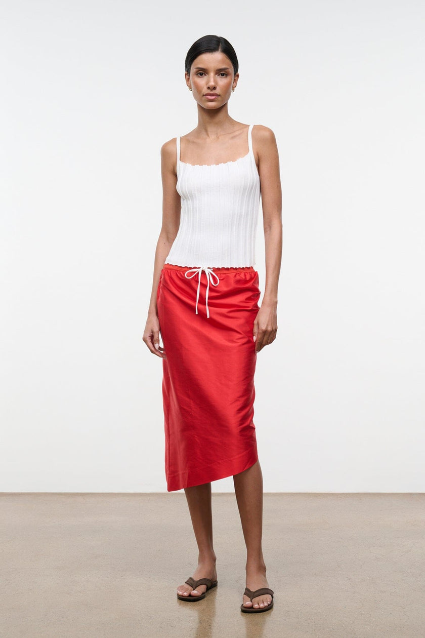 GEORGIA CONVERTIBLE SILK DUPIONI TOP RED ROSE - Image 8