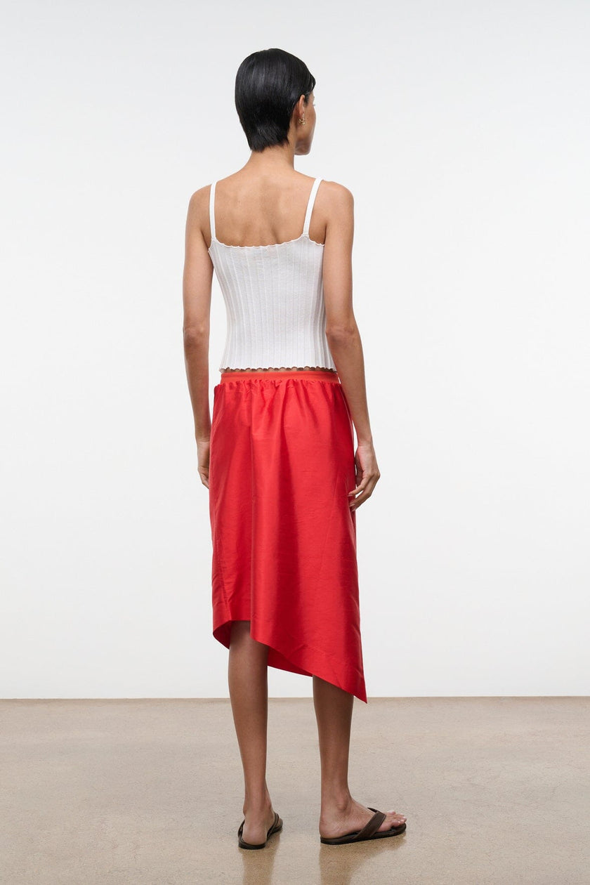 GEORGIA CONVERTIBLE SILK DUPIONI TOP RED ROSE - Image 10