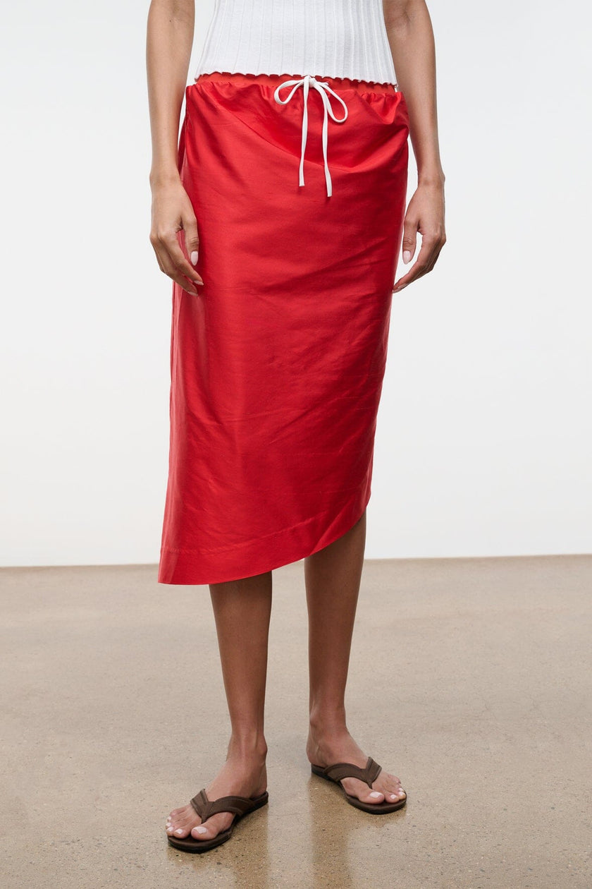 GEORGIA CONVERTIBLE SILK DUPIONI TOP RED ROSE - Image 9