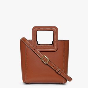MINI SHIRLEY LEATHER BAG SADDLE