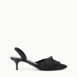 ALBA BALLET SLINGBACK BLACK SATIN