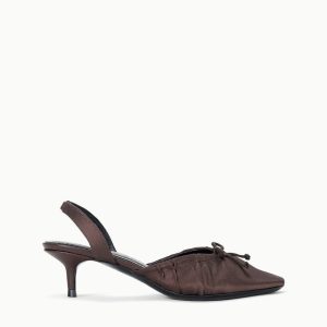 ALBA BALLET SLINGBACK ESPRESSO SATIN