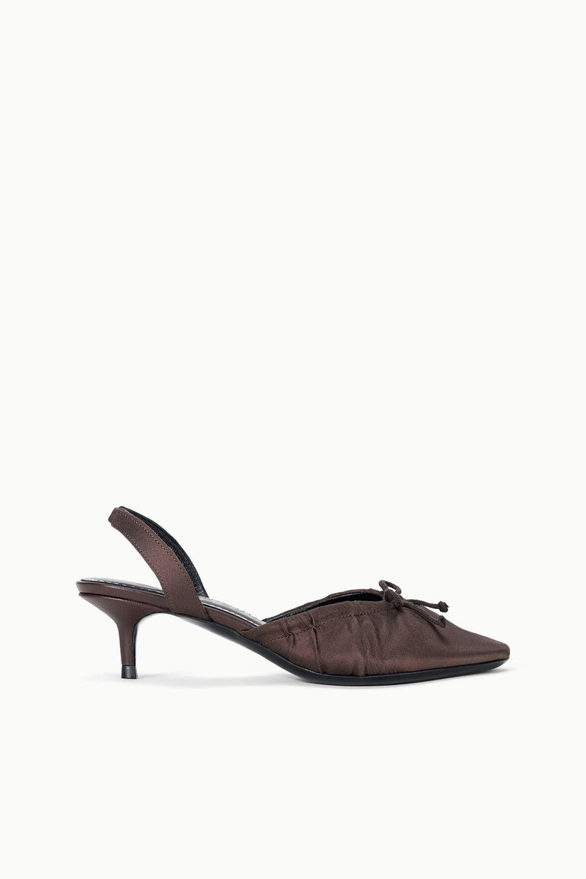ALBA BALLET SLINGBACK ESPRESSO SATIN