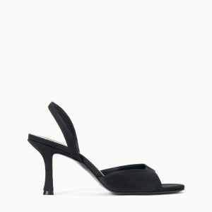 BRIGITTE HEEL BLACK SATIN