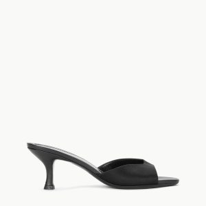 BRIGITTE SATIN MULE  BLACK