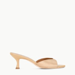 BRIGITTE SATIN MULE  CAMEL