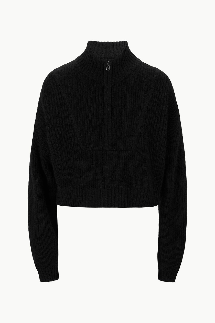 CASHMERE CROPPED HAMPTON SWEATER BLACK - Image 4