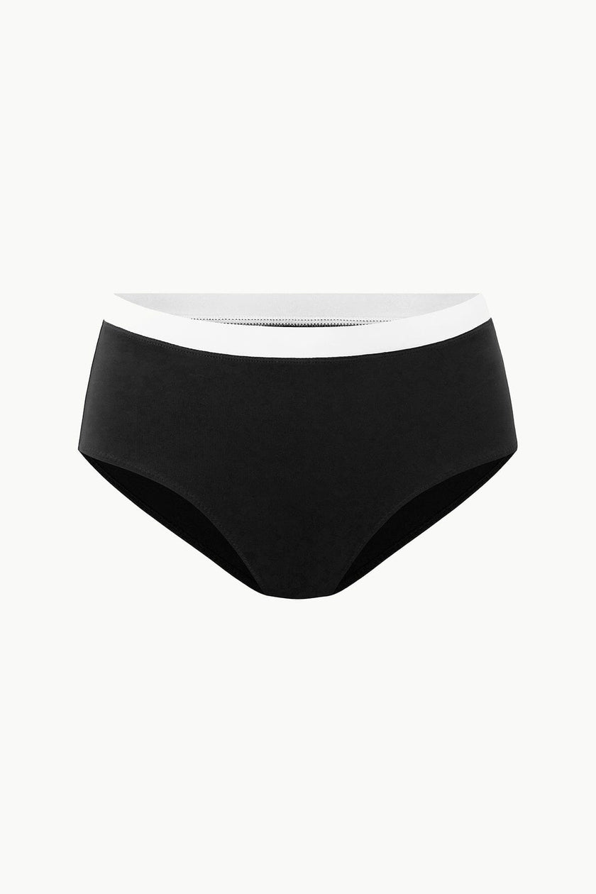DEVON HIGH RISE BIKINI BOTTOM BLACK WHITE - Image 5