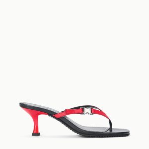 FLYNN KITTEN HEEL BLACK RED ROSE