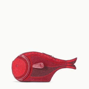 PESCE BEADED CLUTCH  RED MULTI