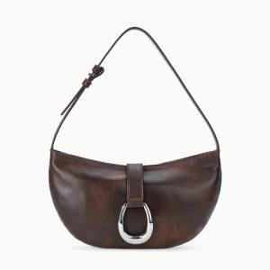 HARLOW CRESCENT SHOULDER BAG ESPRESSO DISTRESSED