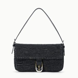 HARLOW RAFFIA BAG BLACK RAFFIA