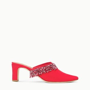 JOANNA KITTEN HEEL MULE  RED ROSE