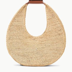 LARGE RAFFIA MOON TOTE BAG NATURAL RAFFIA