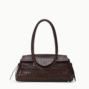 MAUDE SHOULDER BAG  ESPRESSO CROCO