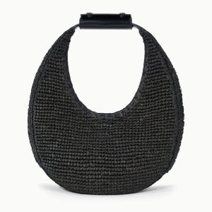 MOON RAFFIA BAG  BLACK RAFFIA