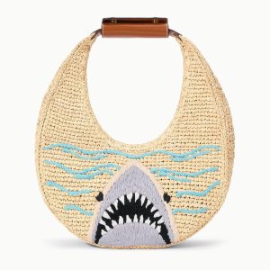 MOON RAFFIA BAG  GREAT WHITE