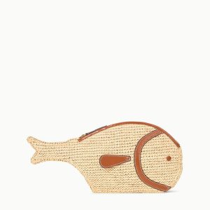 PESCE RAFFIA CLUTCH NATURAL TAN