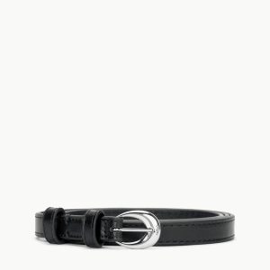 SLIM MOON BUCKLE BELT - 13MM BLACK SILVER