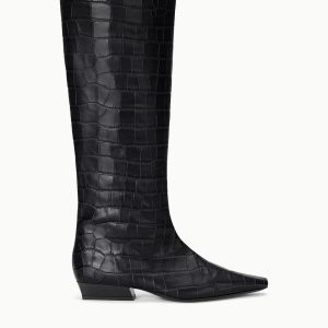 WALLY FLAT BOOT  BLACK CROCO