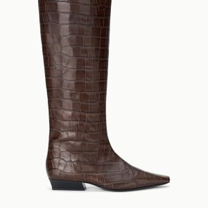 WALLY FLAT BOOT  ESPRESSO CROCO