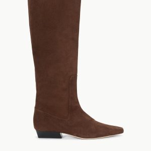 WALLY FLAT BOOT  MAHOGANY SUEDE