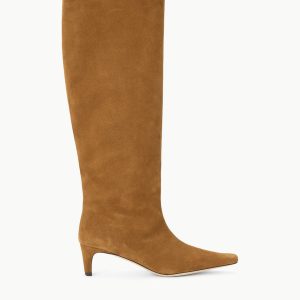 WIDE SHAFT WALLY BOOT  TAN SUEDE